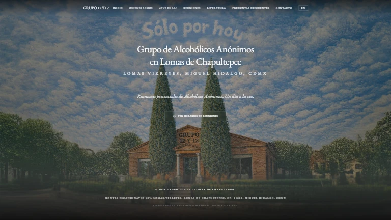 12 y 12 (Alcohólicos Anónimos CDMX): vista completa del sitio