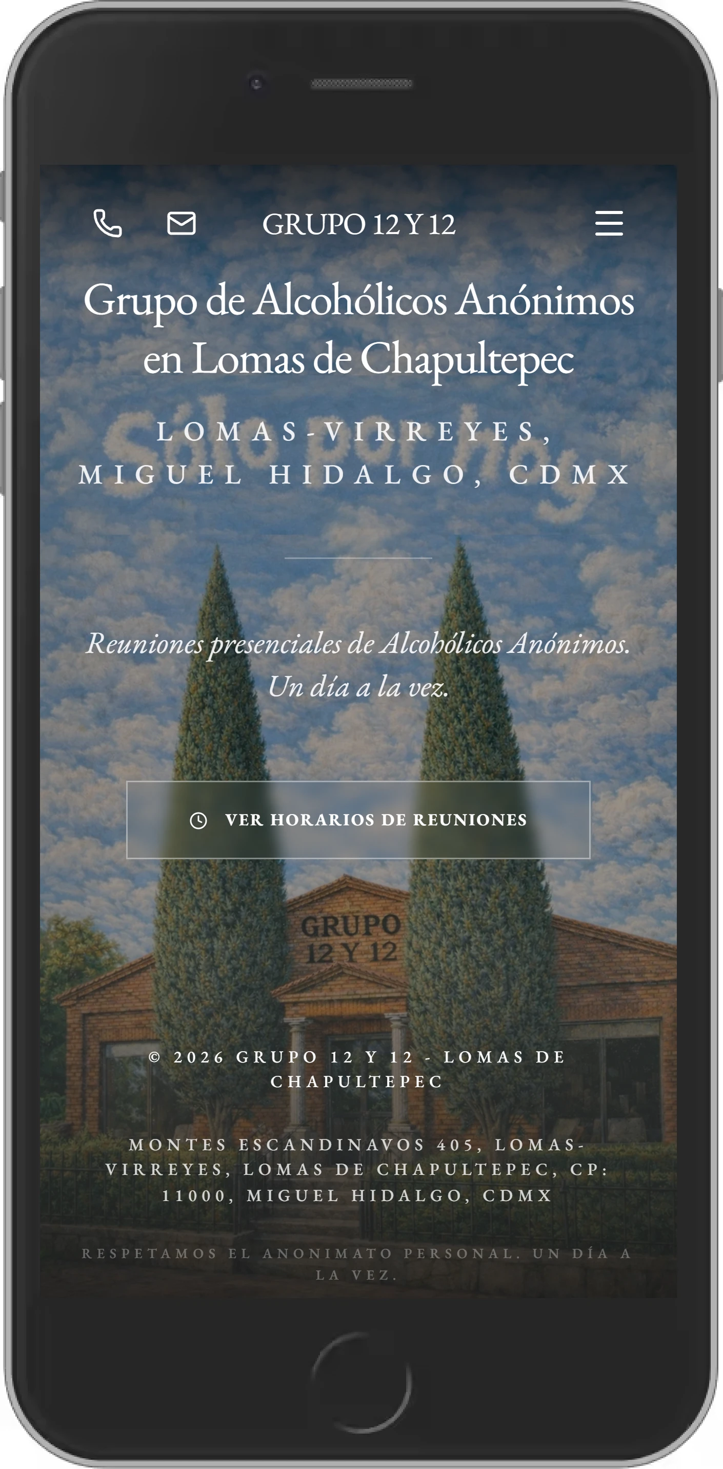 12 y 12 (Alcohólicos Anónimos CDMX) en celular